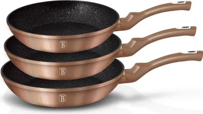 Produktbild von Kochen Berlinger Haus Set mit 3 Granitpfannen 20 24 28cm Metallic Line Rose Gold BH1278N