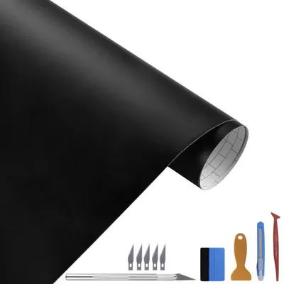 Image de Film adhésif décoratif noir mat, dimensions 30 cm x 300 cm, pour véhicules