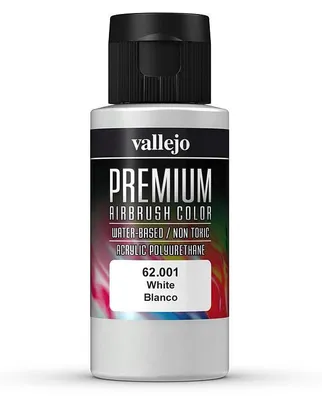 Image de Premium Color Opaque Vallejo 62001 White 60ml Airbrush Acrylfarbe