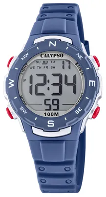 Image de Calypso Montre digitale unie K5801/5 montre-bracelet en plastique bleu foncé UK5801/5