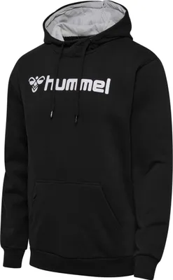 A black hoodie with the Hummel logo on the front.