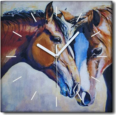 Produktbild von Coloray Uhr auf Leinwand 30x30 cm Wand Uhr Dekoration Wohnzimmer Segeltuch weiße Zeiger -Tiere