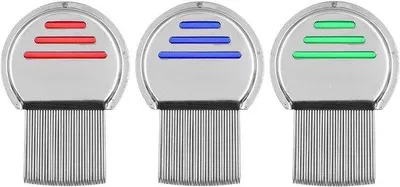 Obrázek produktu pro Hřebeny na vši pro domácí mazlíčky – hřeben z nerezové oceli – odstranění bez vytrhávání – pro všechny typy srsti – sada 3 kusů