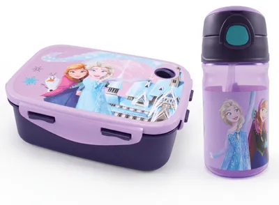Produktbild von Disney Die Eiskönigin Anna Elsa 2 tlg Kinder Set Brotdose Trinkflasche 350 ml