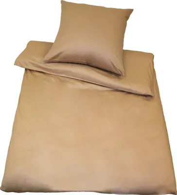 Produktbild von Baumwoll-Satin-Bettwäsche 135 x 200/80 x 80 cm,  Beige 135x200