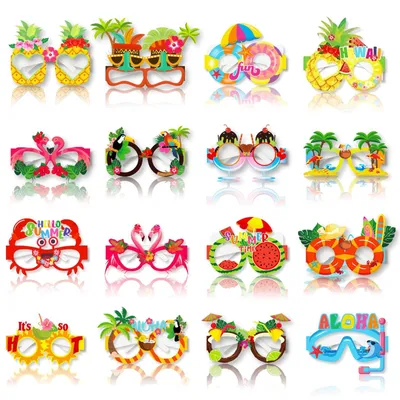 Immagine prodotto di Omgoods - Set di 16 divertenti occhiali da festa hawaiani, ideali per le feste estive