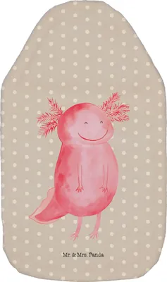 Produktbild von Mr. & Mrs. Panda Wärmflasche Axolotl Glücklich - Grau Pastell - Geschenk, Wärmflaschen mit Bezug, Motivation, Lebensfroh, Lurch, Schwanzlurch, Wärmekissen, wärmebeutel