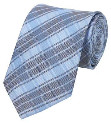 Produktbild von Fabio Farini - 1 Stück Herren Krawatten Blautöne - klassische Männer Schlipse in 8cm Breite Breit (8cm), Blau Grau Kariert - Minor Blue/Bold Blue/Grey