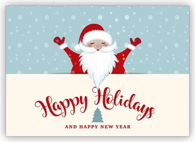 Produktbild von 4x Süße Retro Weihnachtskarte mit Weihnachtsmann, Santa: Happy Holidays and happy new year