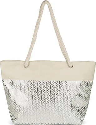 Produktbild von styleBREAKER Damen XXL Große Strandtasche mit Metallic Infinity Muster und Reißverschluss, Schultertasche, Shopper 02012347