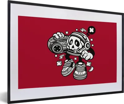 Produktbild von MuchoWow® MuchoWow® Gerahmtes Poster Radio - Rot - Vintage 60x40 cm - Poster mit zchwarzem Bilderrahmen - Schlafzimmer - Plakat in Rahmen - Drucken