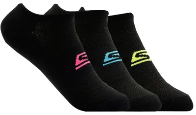 Zdjęcie produktu dla Skechers, 3 pary damskich skarpetek z mikrofibry bez frotte, niewidoczne S101720-BLK, Skarpetki, damskie, czarne