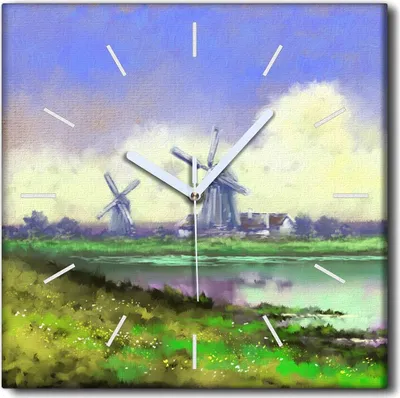 Produktbild von Coloray Uhr auf Leinwand 30x30 cm Wand Uhr Dekoration Wohnzimmer Segeltuch weiße Zeiger -Seefischerschiff.
