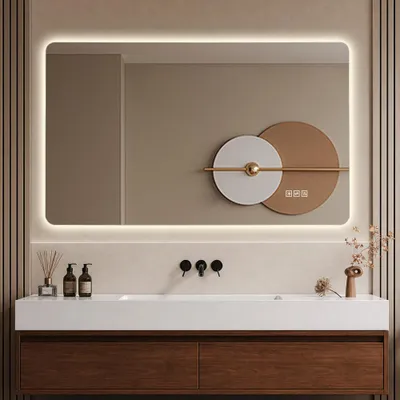 Produktbild von LED Badezimmerspiegel 60x120 cm – Hintergrundbeleuchtung, Anti-Beschlag, 3 Lichtfarben, dimmbar, Memory-Funktion, IP44 spritzwassergeschützt, horizontal & vertikal montierbar