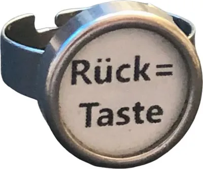 Produktbild von RÜCKTASTE Ring Vintage Schreibmaschinentaste Miniblings Fingerring Retro weiß