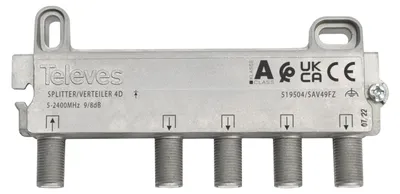 Produktbild von Televes 4-fach Verteiler SAV49FZ 5-2400 MHz VD: 8dB