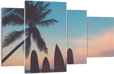 Produktbild von Bild auf Leinwand - Leinwandbild - Strand Meer Palme - 120x70cm - Wand Bild - Wanddeko - Wandbilder - Leinwanddruck - Bilder - Kunstdruck - Wanddekoration - Leinwand bilder - Wandkunst - DL120x70-4080