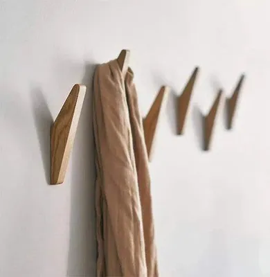 Produktbild von 6 Holzhaken, 5 kg Tragfähigkeit, Wandhaken, Kleiderhaken, multifunktionelle Haken, Schlosshaken (6er-Pack)