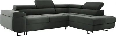 Produktbild von Ecksofa MONTANA 202x277 cm, Wohnlandschaft L-Form, Eckcouch mit Schlaffunktion und Bettkasten, Polsterecke, Samt Sofa, Couch - Rechts Dunkelgrau MH92