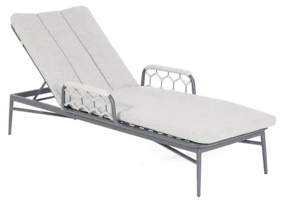 Produktbild von Gartenliege Yale Aluminium und Polyrope Silbergrau mit Kissen