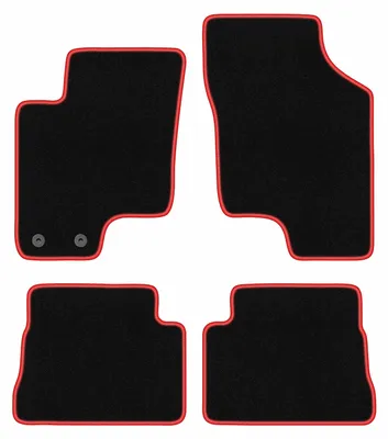 Produktbild von Fußmatten Automatten Velours Schwarz/Rot für Hyundai Getz 2002-2010 Set 4-tlg