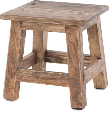 Produktbild von Fusshocker PALO | 27x26cm (HxB), rustikaler Holzhocker Mahagoni Hocker | Farbe: 01 natur-vintage