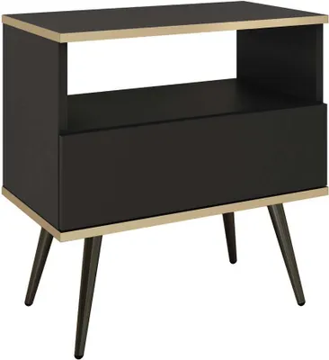 Obrázok produktu pre FURNLUX Nočný stolík Oro Black 54cm / Hauptfarbe: Schwarz / Abmessungen: 54 x 39 x 59 cm