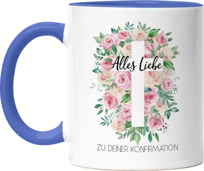 Produktbild von Alle Liebe zu deiner Konfirmation Tasse Blau Konfirmationsgeschenk Mädchen Patenkind Kirche