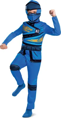 Produktbild von Disguise Offizielles Lego Jay Ninjago Kostüm Kinder Jungen, Ninja Kostüm Kinder Anzug Faschingskostüm Ninjago Blau Karneval Geburstag Größ M
