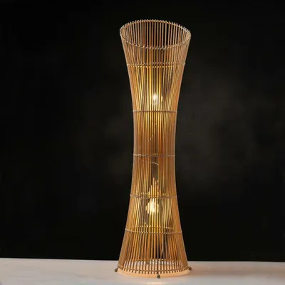 Zdjęcie produktu dla Lampa stojąca ACA z 2 oprawkami E27, bambus, średnica 29,5 cm x wysokość 118 cm, HX1040F