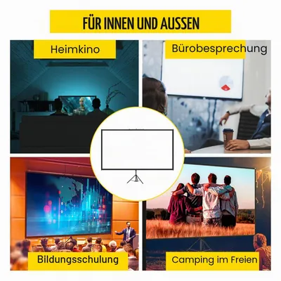 Produktbild von VEVOR 16:9 Beamer Leinwand 4K HD Stativ 227x127cm Rollo Heimkino Tagungsraum