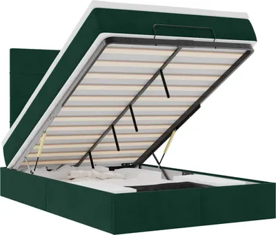 Image de vidaXL Lit ottoman avec matelas vert foncé 120x200 cm velours