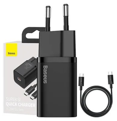 Produktbild von Baseus TZCCSUP-L01 Ladegerät für Mobilgeräte Smartphone Schwarz AC  USB Schnellladung Drinnen
