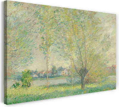 Produktbild von Leinwandbild (80x60cm): Claude Monet - Die Weidenbäume (1880), echter Holz-Keilrahmen inkl. Aufhänger, handgefertigt in Deutschland