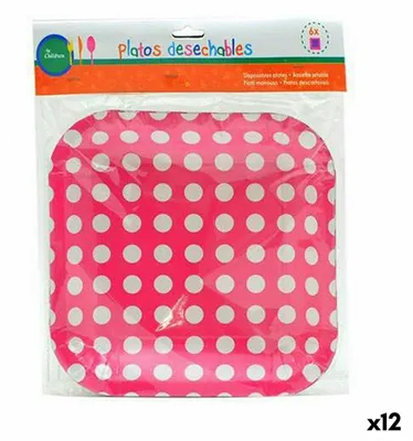 Zdjęcie produktu dla Zestaw naczyń jednorazowych w kropki 24 x 2 x 19 cm (12 sztuk)