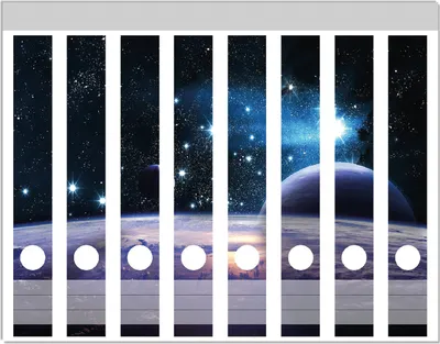 Produktbild von Wallario Ordnerrücken Sticker, selbstklebend für schmale Ordner, 8 Stück, Motiv Planeten im Weltall