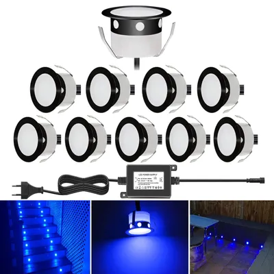 LED-Einbauspots für Außen, IP67, Edelstahl, schwarz, 0,6 W, 10er Set