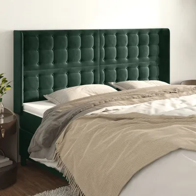 Produktbild von Cloris Designermöbel Kopfteil mit Ohren Dunkelgrün 203x16x118/128 cm Samt 2024 Neu