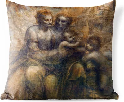Produktbild von MuchoWow® Outdoor Kissen - Maria mit Kind und die Heilige Anna - Leonardo da Vinci - 40x40 cm - Wetterfest - Lounge Kissen - Kopfkissen - Interieur - Polster mit Bild