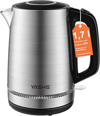 Produktbild von YASHE Wasserkocher Edelstahl 1, 7L, 2200W Schneller Elektrischer Wasserkocher mit Kalkfilter
