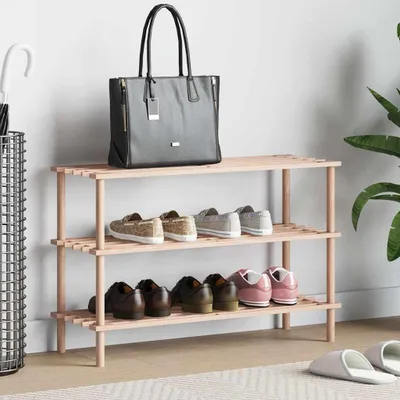 Image de vidaXL Étagère à chaussures avec 3 étagères en bois massif de sapin