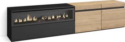Immagine prodotto di COZY Mobile TV Soggiorno, 200x35x45cm, Per TV fino a 80, Camino elettrico, Rovere e Nero