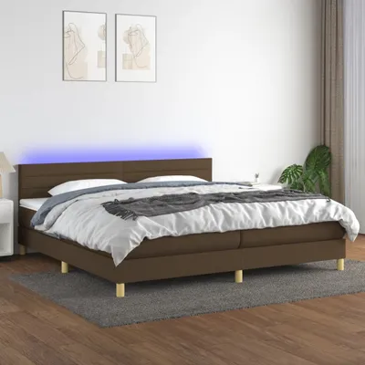 Produktbild von Cloris Designermöbel Boxspringbett mit Matratze & LED Dunkelbraun 200x200 cm Stoff 2024 Neu
