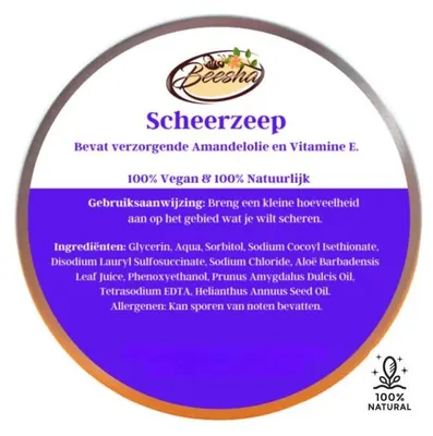 Productafbeelding van Beesha Beesha Scheerzeep 100 ml
