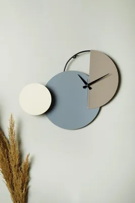 Zdjęcie produktu dla Wallity, Myk2097-20, zegar ścienny, beżowy, 100% METAL, 47 x 31 cm