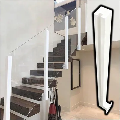 Produktbild von Glasbalustrade Pfosten - Verstellbare Höhe 60-150 cm - Weiß