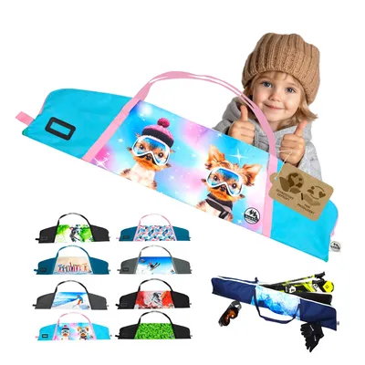 Produktbild von Skitasche für Kinder Kinderskitasche Skisack für Ski und Skistöcke Skibag Skicover wasserdicht 105cm 125cm 145cm (Modell 3/125cm)
