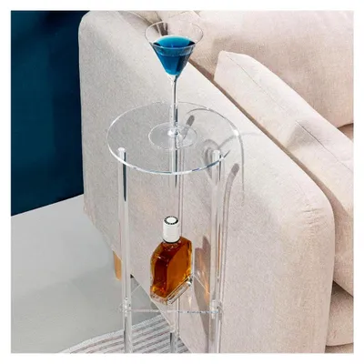 Produktbild von Transparenter Beistelltisch aus Acryl, runder Couchtisch – 3-stöckiger Ecktisch für Wohnzimmer, Schlafzimmer, Badezimmer – 61 x 20 x 20 cm