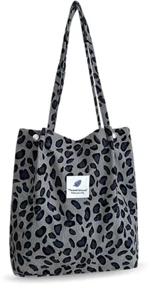 Produktbild von Graue Stofftasche, Corduroy Shopper, Schultertasche, Canvas, Damen Tote