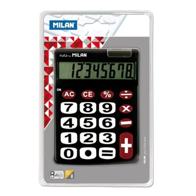 Zdjęcie produktu dla Milan 151708BL, Desktop, Podstawowy kalkulator, 8 cyfr(y), Bateria/Energia słoneczna, Czarny